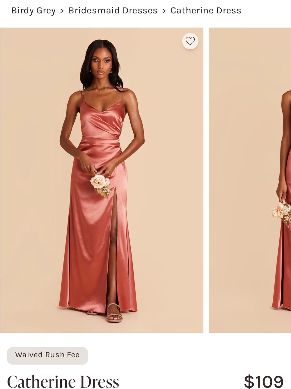 Birdy Grey Shiny Satin Terracota- Catherine Dress